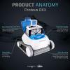 imageDolphin Proteus DX5i WiFi Automatic Robotic Pool Vacuum Cleaner Wall Climbing Waterline Scrubber Brush Ideal for InGround Pool up to 50 FT in LengthProteus DX3