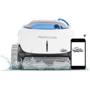 imageDolphin Proteus DX5i WiFi Automatic Robotic Pool Vacuum Cleaner Wall Climbing Waterline Scrubber Brush Ideal for InGround Pool up to 50 FT in LengthProteus DX5i