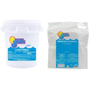 imageIn The Swim 1 Inch Stabilized Chlorine Tablets for Sanitizing Swimming Pools  Fast Dissolving  90 Available Chlorine  TriChlor  50 PoundsChlorine  Alkalinity