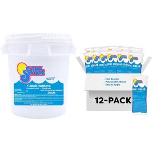 imageIn The Swim 1 Inch Stabilized Chlorine Tablets for Sanitizing Swimming Pools  Fast Dissolving  90 Available Chlorine  TriChlor  50 PoundsChlorine  Shock