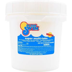 imageIn The Swim 3 inch 5in1 Super MultiTabs  Swimming Pool Sanitizer  Chlorine  Algaecide  Stabilizer  Clarifier  24 PoundsChlorine Only