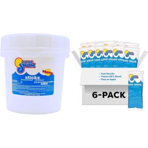 imageIn The Swim 4 Inch Chlorine Sticks for Sanitizing Swimming Pools  Individually Wrapped Slow Dissolving Stabilized Chlorine Sanitizer  90 Available Chlorine 99 Trichlor  10 PoundsChlorine  Shock