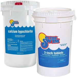 imageIn The Swim Chlorine and Shock Bundle for Sanitizing Swimming Pools  Includes 50 Pound Bucket of 3 Inch Stabilized Chlorine Tablets and 50 Pound Bucket of 68 CalHypo Pool Shock5050 Bundle