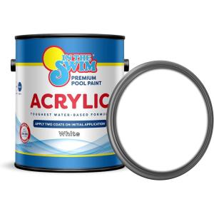 imageIn The Swim NonSlip Acrylic Swimming Pool Paint  White  For Smooth Bare Cement Surfaces Previously Acrylic Coating or Rubber Base Paint Coating  1 Gallon