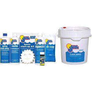 imageIn The Swim Opening Kit and Chlorine Bundle  PreMeasured Opening Kit for Easy Use  25 Pound Bucket of 3Inch Stabilized Chlorine Tablets  Inground and Above Ground Pools Up to 15000 GallonsKit  Chlorine