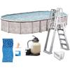 imageIn The Swim 15 x 26 Oval Above Ground Swimming Pool  Marina Package  Featuring Sand Filter Pump System and AFrame LadderMarina