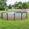 imageIn The Swim 18 Round Above Ground Swimming Pool  Emotion Package  Featuring Sand Filter Pump System and AFrame LadderEpic
