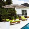 imageIn The Swim 9 Steel Umbrella  Cocoa Stripe Outdoor Patio Umbrella with Manual Crank ampamp WeatherResistant Fabric
