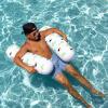 imageIn The Swim Jumbo Daisy Inflatable Pool Tube Float  48quot Oversized Pink Swim Ring with White Daisy Print  Durable Floral Float for Adults Teens ampamp Pool PartiesTropical