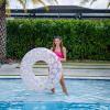 imageIn The Swim Jumbo Daisy Inflatable Pool Tube Float  48quot Oversized Pink Swim Ring with White Daisy Print  Durable Floral Float for Adults Teens ampamp Pool PartiesDaisy