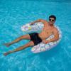 imageIn The Swim Smiling Daisy Inflatable Sun Chair Pool Float  48quot Pink Lounge Float with Backrest ampamp White Daisy Print  Comfortable PVC Pool Chair for Adults ampamp Teens