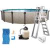 imageIn The Swim 18 Round Above Ground Swimming Pool  Emotion Package  Featuring Sand Filter Pump System and AFrame LadderEpic