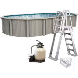 imageIn The Swim 15 x 26 Oval Above Ground Swimming Pool  Marina Package  Featuring Sand Filter Pump System and AFrame LadderExcursion