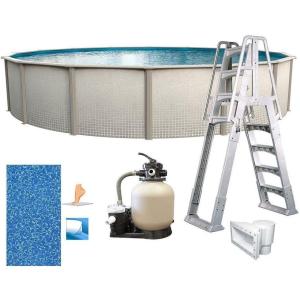 imageIn The Swim 18 Round Above Ground Swimming Pool  Emotion Package  Featuring Sand Filter Pump System and AFrame LadderFreestyle