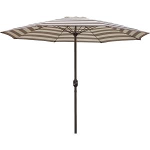 imageIn The Swim 9 Steel Umbrella  Cocoa Stripe Outdoor Patio Umbrella with Manual Crank ampamp WeatherResistant Fabric