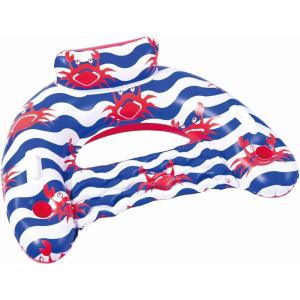 imageIn The Swim Coastal Crab Inflatable Sun Chair  Charming Crab Design  Comfortable Pillow Support  2 Cup Holders  Durable ampamp Easy to Use