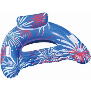 imageIn The Swim Fireworks Fun Inflatable Sun Chair  Vibrant Pool Hammock  Comfortable Pillow Support  2 Cup Holders  Durable Design