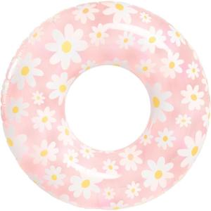 imageIn The Swim Jumbo Daisy Inflatable Pool Tube Float  48quot Oversized Pink Swim Ring with White Daisy Print  Durable Floral Float for Adults Teens ampamp Pool PartiesDaisy