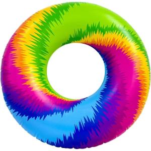 imageIn The Swim Jumbo Daisy Inflatable Pool Tube Float  48quot Oversized Pink Swim Ring with White Daisy Print  Durable Floral Float for Adults Teens ampamp Pool PartiesTieDye