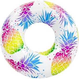 imageIn The Swim Jumbo Daisy Inflatable Pool Tube Float  48quot Oversized Pink Swim Ring with White Daisy Print  Durable Floral Float for Adults Teens ampamp Pool PartiesPineapple
