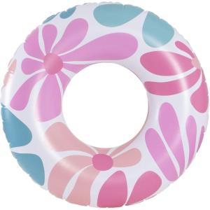 imageIn The Swim Jumbo Daisy Inflatable Pool Tube Float  48quot Oversized Pink Swim Ring with White Daisy Print  Durable Floral Float for Adults Teens ampamp Pool PartiesFloral