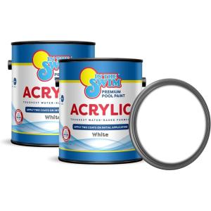 imageIn The Swim NonSlip Acrylic Swimming Pool Paint  White  for Smooth Bare Cement Surfaces Previously Acrylic Coating or Rubber Base Paint Coating  1 Gallon  2Pack