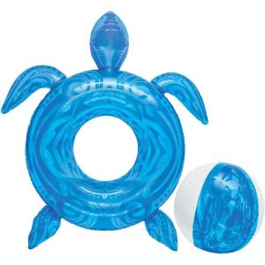 imageIn The Swim Smiley Island Inflatable Raft Pool Float  60Inch Fun Smile Design Durable PVC Pool Float for Ultimate RelaxationTT Turtle