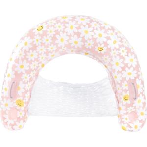 imageIn The Swim Smiling Daisy Inflatable Sun Chair Pool Float  48quot Pink Lounge Float with Backrest ampamp White Daisy Print  Comfortable PVC Pool Chair for Adults ampamp Teens