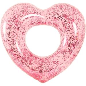 imageIn The Swim Glitter Heart Inflatable Pool Tube Float  46quot HeartShaped Swim Ring with Holographic Glitter  Durable PVC Float for Adults ampamp Teens  Pink Sparkle Pool LoungerHeart