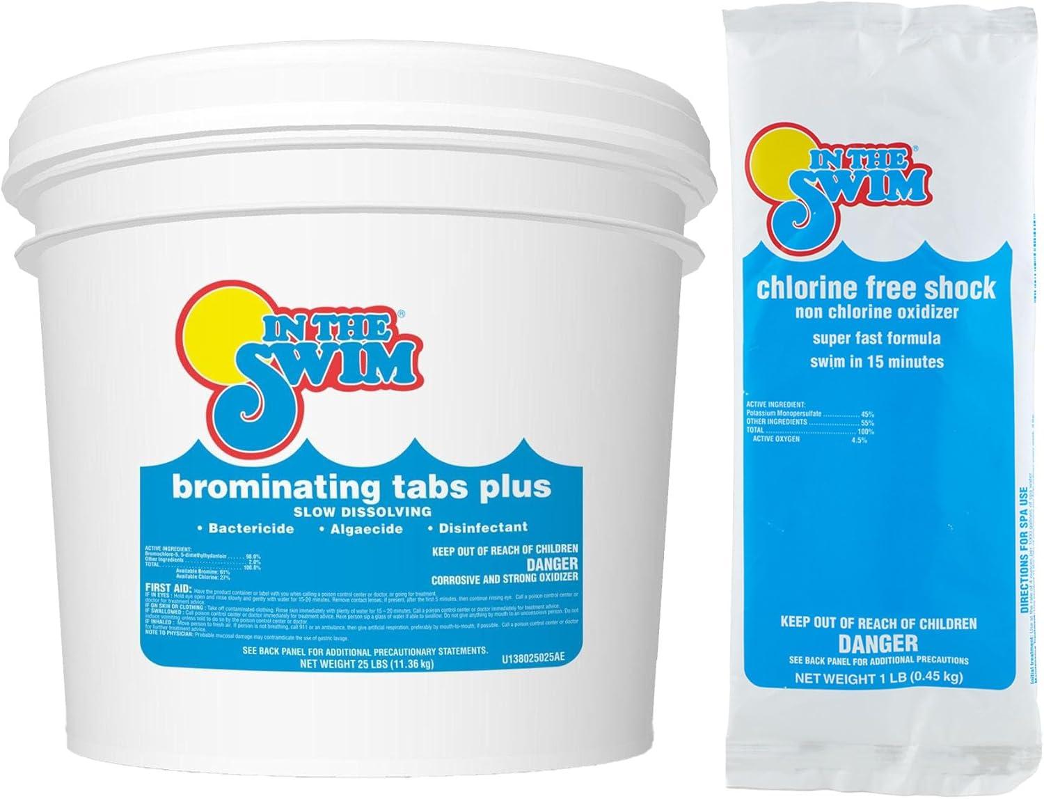 imageIn The Swim 1 Inch Bromine Plus Tablet Sanitizer for Spas Hot Tubs or Swimming Pools  PreStabilized Low Odor Chlorine Alternative  50 PoundsBromine Plus  CF Shock