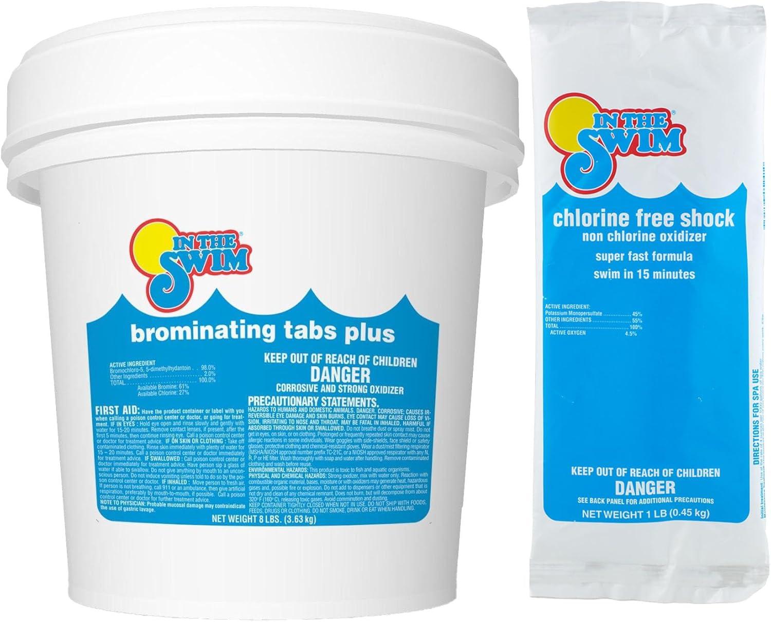 imageIn The Swim 1 Inch Bromine Plus Tablet Sanitizer for Spas Hot Tubs or Swimming Pools  PreStabilized Low Odor Chlorine Alternative  50 PoundsBromine Plus  CF Shock